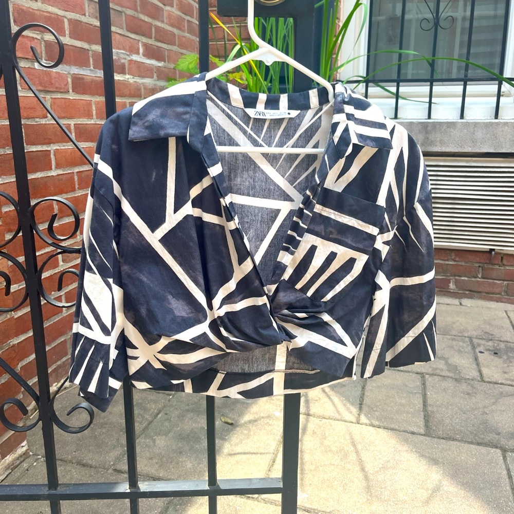 Zara beachy cropped linen top